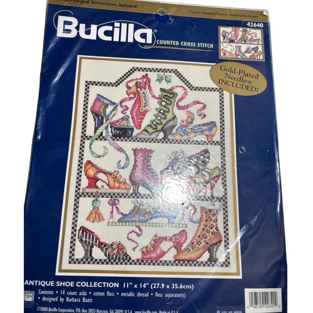 VTG Bucilla Antique Shoe Collection Counted Cross Stitch Kit 42640 Barbara Baatz